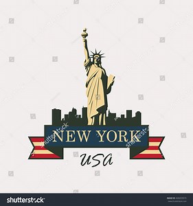 Banner Statue Liberty Background New York Stock Vector (Royalty Free) 428293915 | Shutterstock