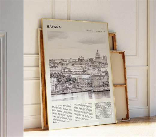 Vintage Havana Cuba Poster | Classic Cars Malecón Skyline Travel Art Print - Etsy