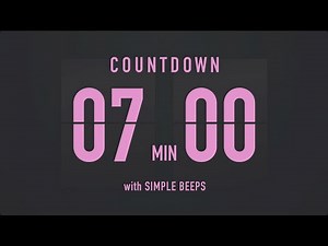 7 Minute Countdown Timer ⏳ Flip Clock with Simple Beeps 💕🖤
