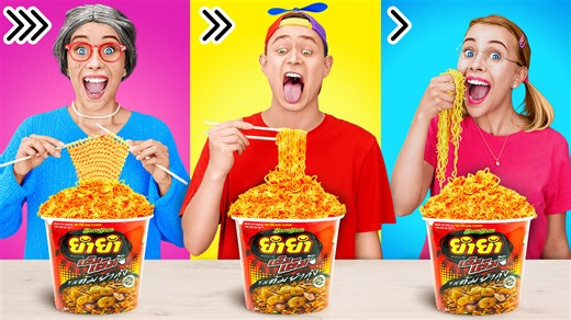 GRANDMA VS ME COOKING CHALLENGE 2 || Kitchen Gadgets and Parenting Hacks by 123 GO!