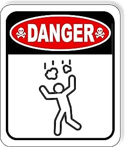 DANGER FALLING FROM ABOVE HAZARD Aluminum Composite Outdoor Sign 8.5" x10"