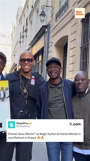 Premier Gaou (Remix)” is now Platinum in France 🇫🇷🔥 The song was originally released by Magic System in 1999 and was remade in 2023 by Francis Mercier and Nitefreak. 🌍🎶 #OkayAfrica #PremierGaou | OkayAfrica