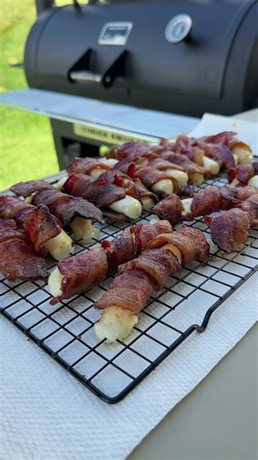 Candied bacon wrapped string cheese is my inner spirit animal. These popped off delicious and entered a new category #bacon #stringcheese