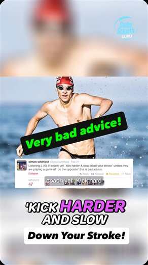 🧐 Playing a game of “do the opposite” with your triathlon swimming? A lot of well-meaning age-group triathlon coaches still tell swimmers to slow down their stroke and kick harder to be “more efficient”. But as 2000 Olympic triathlon champion Simon Whitfield says — this is bad advice. Efficiency in triathlon swimming isn’t about muscling the kick or lengthening the stroke artificially. It’s about rhythm, timing, stroke rate, and learning how to apply force without stalling the body. If you’d li