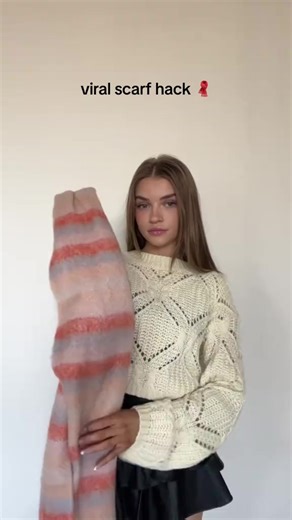 3.5K views · 18 reactions | Winter fashion hack 泥 Try this viral scarf hack this season + follow for more!  Wearing the Amber sweater, Addie skort, and Kira scarf from American Threads! Link in bio 﫶 #winterfashionhack #fashionhacks #diy #scarfhack #scarf #winterhack #stylehack #fashion Winter scarf hack, big scarf hack, fashion hack for winter | American Threads | Facebook