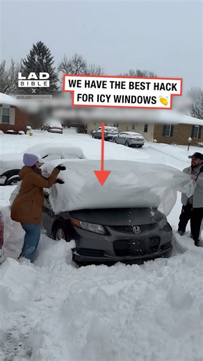 My husband has a snow removal hack.. 🥶 #snow #hack #travel | LADbible