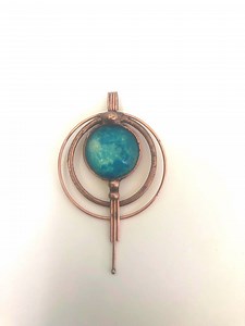 Wire Wrapped Copper Pendant: Blue Art Glass Cabochon, 18" Chain - Etsy