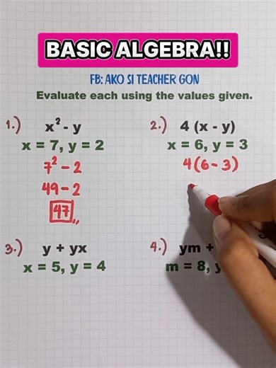 28K views · 442 reactions | Basic Algebra‼️ #basicmath #MathTrick #mathteachergon #mathhacks #mathematics #MathTutor #teachergon #math #mathreview #algebra #basicalgebra | Ako si Teacher Gon | Facebook
