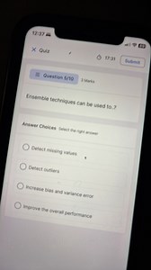 Ensemble techniques can be used to..?Answer Choices:Detect ... | Filo
