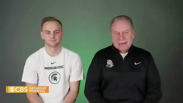 25K views · 322 reactions | Steven Izzo, a fifth-year senior and son of Michigan State Men's Basketball coach Tom Izzo, scored his first career bucket in Michigan State's victory over Rutgers on Sunday. Dana Jacobson caught up with the father and son following the heartwarming moment. | CBS Mornings | Facebook
