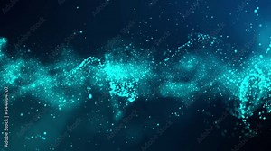 Abstract background particles wave with moving and flickering animation for movie title and trailer. Animation of seamless loop.