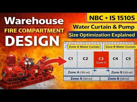 Warehouse Fire Compartment Design (NBC+ IS 15105) | Water Curtain & Pump Size Optimization Explained
