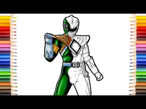 🦎 GREEN POWER RANGER Coloring Pages | GREEN Mighty Morphin Power Rangers 🦎