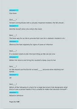 Cna Final Exam Review 100 Questions Verified With Correct Answers Already Graded A