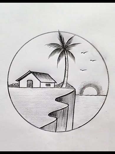 How to Draw House Scenery with Pencil