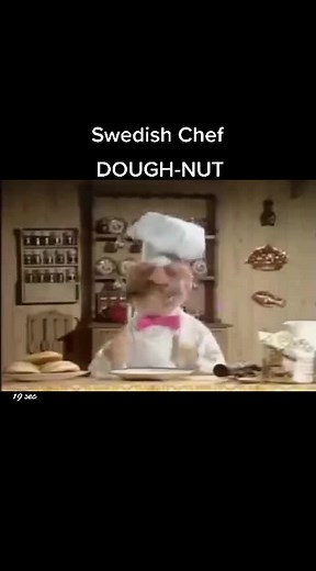 From the original series 'The Muppet Show' Swedish Chef shoots holes in muffins then calls them doughnuts #Muppets #swedish #chef #muffins #shotgun #doughnut #og #classic #original #series