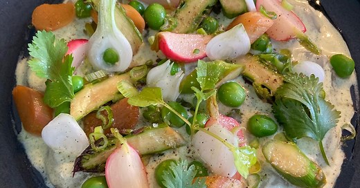 Ceviche ou carpaccio de poisson blanc aux légumes printaniers de Thomas Danigo