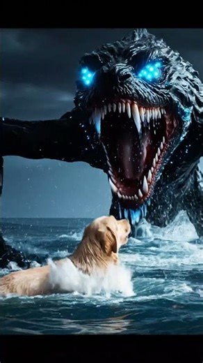 Coast Guard Dog Leaps into Neon Ocean for Rescue.#WaterRescue #NewfoundlandDog #NeonVibes #Shorts