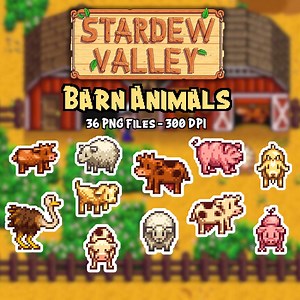 Stardew Valley SDV Barn Animals Clipart, 36 PNG Bundle, Digital Stickers, Printable Images, Pixel Art, 8-bit Art, Video Game Art - Etsy Australia