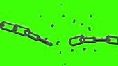 Realistic broken chain animation with alpha channel or matte 4K