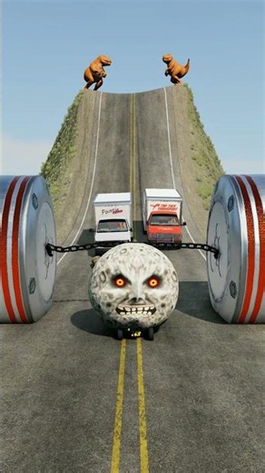 Cars & Cargo Vans vs Chained Hydraulic Crush - BeamNG.Drive