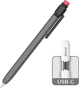 Apple Pencil USB C Case,Silicone Sleeve Protective Cover Perfect Grip Skin Classic Design with Sturdy Clip Compatible with Apple Pencil USB-c for ipad pro (Deep Grey)