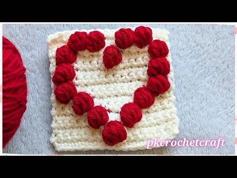 how to crochet heart with Bobble stitch| super easy step by step tutorial| crochet heart pattern