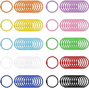 Small Binder Rings 1 inch, Book Rings 100pc, Flash Card Rings Index Card Ring Loose Leaf Binder Rings Multi-Color Ring Clips Metal Rings for Index Cards Rings for Paper (10 Colors)