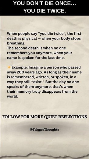 You don’t die once… you die twice. #personalgrowth