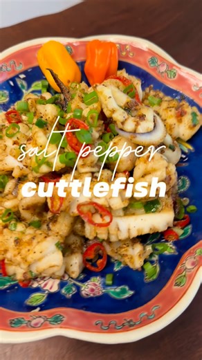 Anna Ayuda on Instagram: "This is my old video, when I had more time to cook. I will get back into cooking a storm soon, so watch out! 😁 Salt and pepper cuttlefish! My fishmonger called and said they have huge cuttlefish and did I want it! I bought 5kgs = 5 pieces and I cooked all kinds of recipes with it. This is one of my favourites. I watched many cooking videos during lockdowns, I remember learning this baking soda trick to ensure the cuttlefish stays soft when cooked. Recipe is coming soon