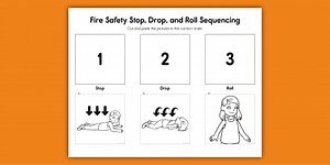 Fire Safety Stop, Drop, and Roll Cut and Paste Sequencing Activity for K-1st Grade