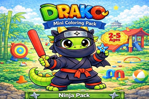 Toddler Ninja Warrior Coloring Pages Ages 2–5 | Mini Coloring Book Printable PDF | Drako Dragon - Etsy Canada