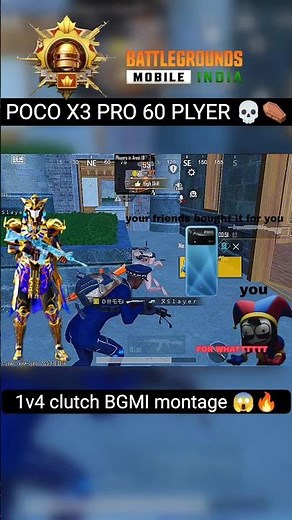 Solo Vs Squad 1v4 🔥 poco Plyer Reaction 😍 #bgmi #shorts