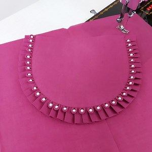 Make this Beautiful Neck Design with Dori Loops and Frill. #neckdesign #kurtineckdesign #sewing #stitching #tailoring ##fashiondesigning | Reet Designs