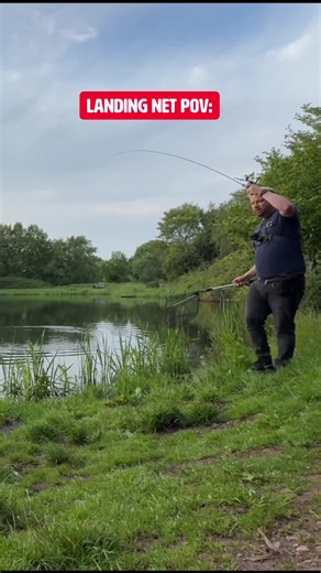 Your landing net's POV while going for that scoop! This is a rainbow trout I caught at Kinross Trout Fishery in Scotland.