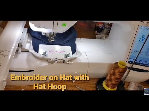 Single Needle Embroidery on Hat using Hat Hoop and Brother VE2200 #Embroidery