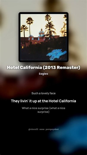 Hotel California (2013 Remaster) - Eagles (Letra/Lyrics) #shorts