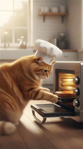 Healing Cat Cooking VLOG: Orange Tabby Grills Tomahawk Steak #cat #cute #vlog #relaxing