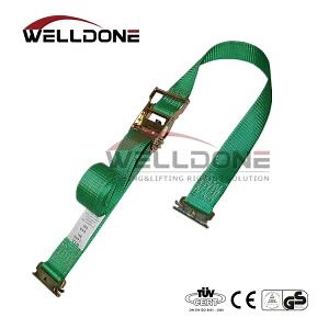 [Hot Item] 2" X 12′ Logistic Yellow E Track Ratchet Straps with Spring E-Fittings