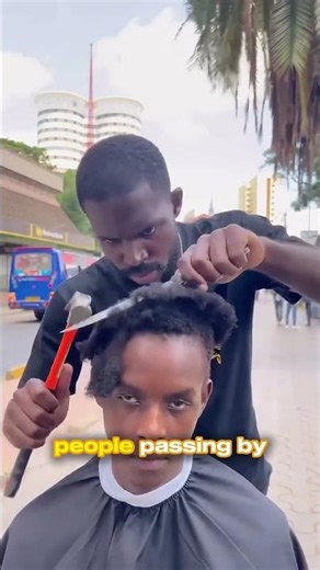 The barber used whatever tools he could find to cut his hair