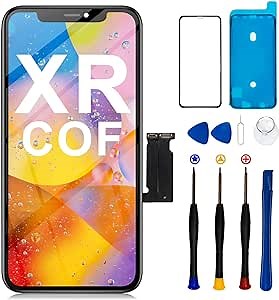 for iPhone XR Screen Replacement Kit COF Full HD LCD Display 6.1 inch (Model A1984, A2105, A2106, A2108) 3D Touch Display Digitizer Frame with Repair Tool