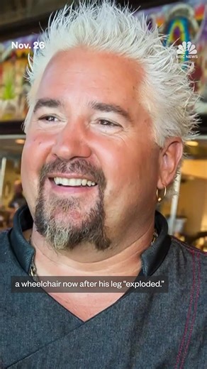 Celebrity chef Guy Fieri reveals that while he was filming his new show, “Flavor Town Food Fight,” he fell down some stairs and tore the quad muscle on his right leg. | NBC News