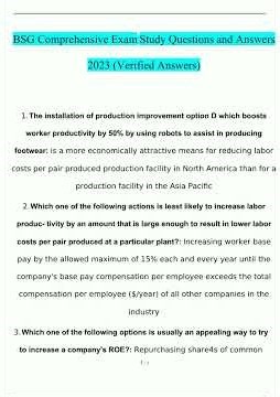 Bsg Comprehensive Exam Study Questions And Answers 2023 Verified Answers