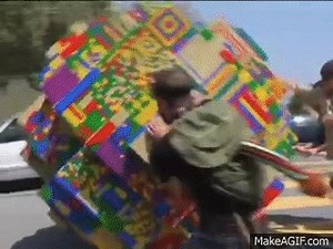 Giant LEGO Boulder on Make a GIF
