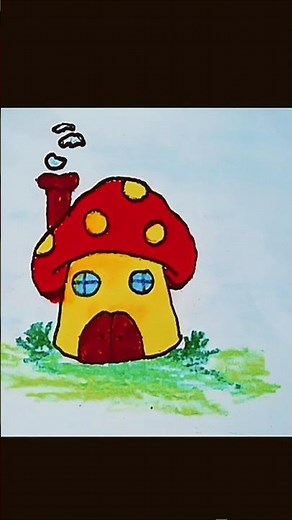 How to draw Mushroom house||Mushroom house Art|| SUBSCRIBE for more..