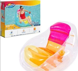 [Hot Item] Translucent Inflatable Recliner Chair Lounge Pool Float for Adults with Fast Inflation Cup Holder Back Rest