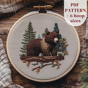 Bear Hand Embroidery PDF Pattern, Woodland Animal Embroidery Design, Woodland Stitching Template, DIY Embroidery Craft, Digital Download - Etsy