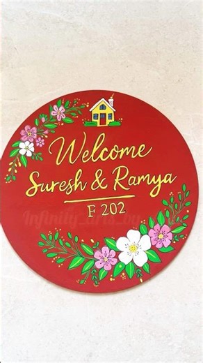 Beautiful Welcome Board Painting for New Home 🏡🌸 #welcomeboard #ytshorts #diy #house #shorts #art