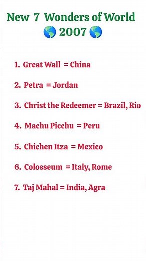 seven wonders of the world new + ancient complete list