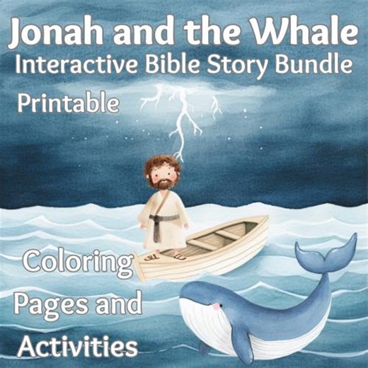 Jonah and the Whale Printable Bible Story & Craft: Sunday School Lesson (PDF Download - Etsy